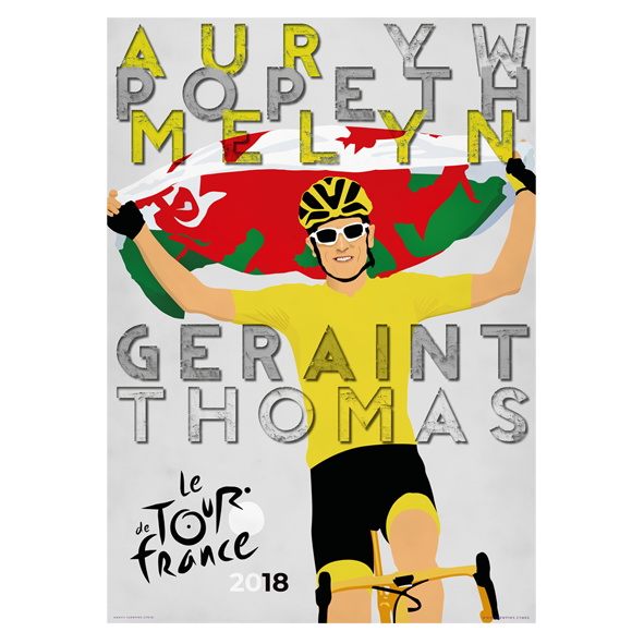 Poster Geraint Thomas - Tour de France 2018 Carw Piws